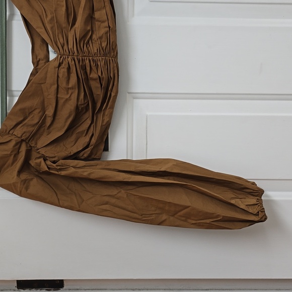 ZARA Woman Studio Brown Draped Crop Top Puff Sleeve - Picture 4 of 13